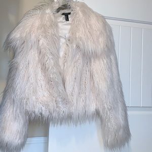Cream faux fur shaggy jacket